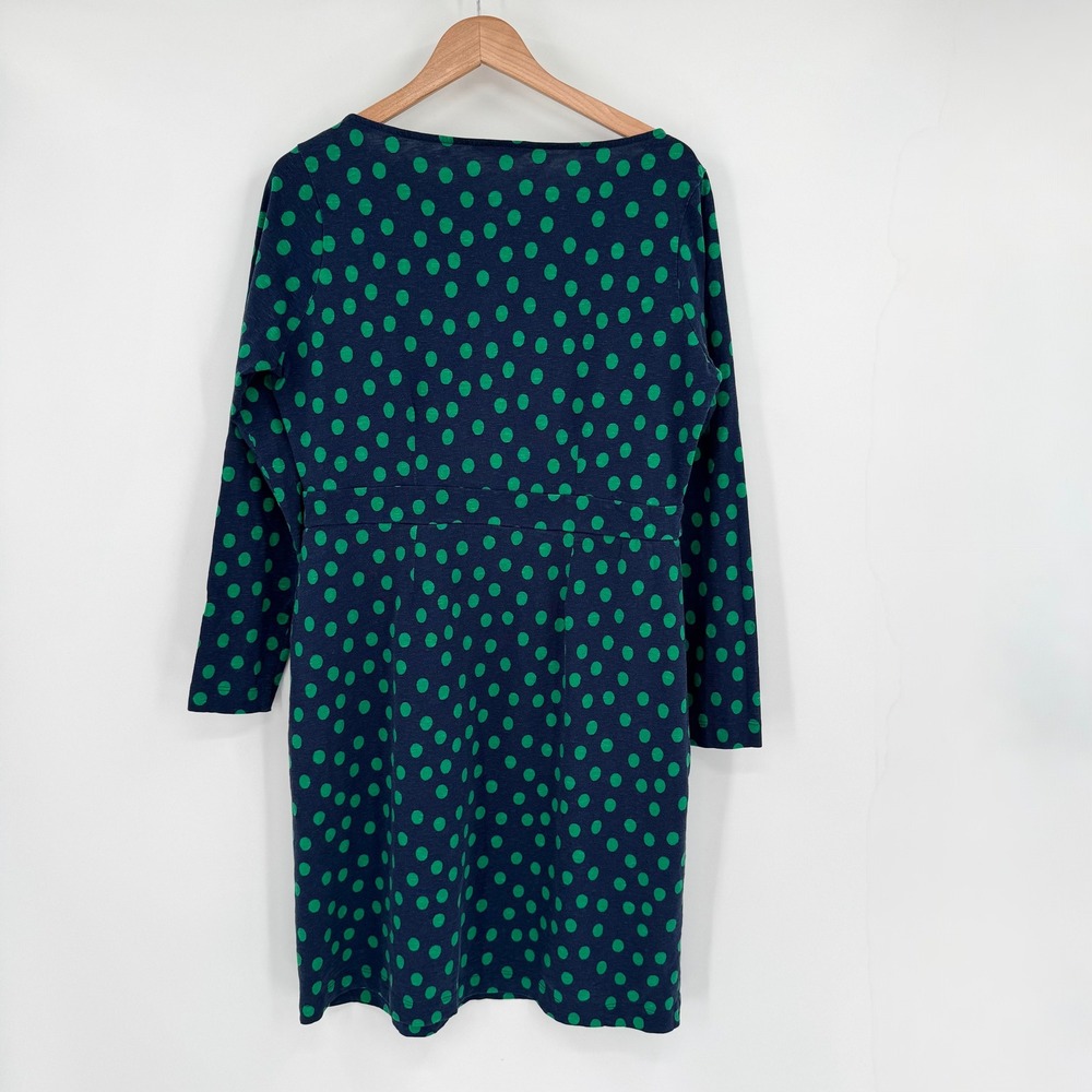 Boden Florrie Blue/Green Polka Dot Long Sleeve 100% Cotton Dress Women's 14R - Picture 8 of 12